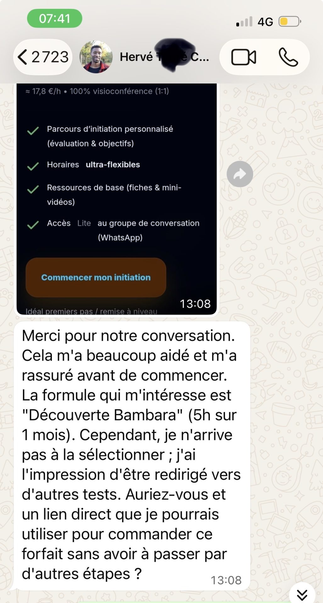 Témoignage d'un apprenant de la diaspora sur ses cours de bambara en ligne