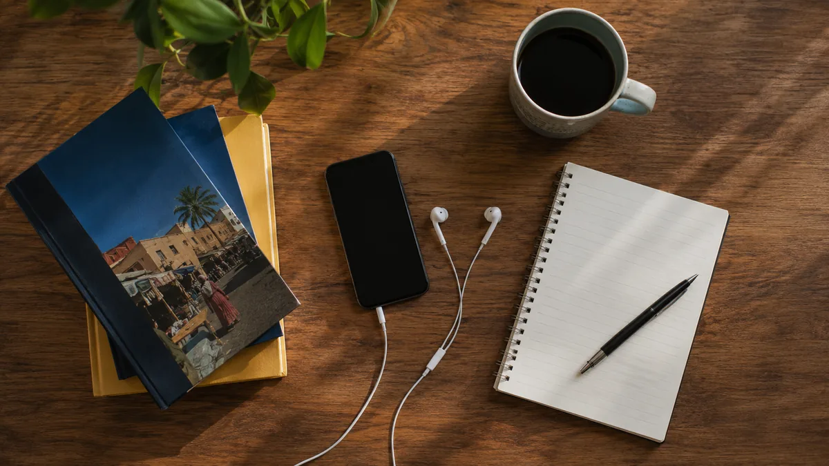 Livres, smartphone et cahier, ressources gratuites pour apprendre le bambara.